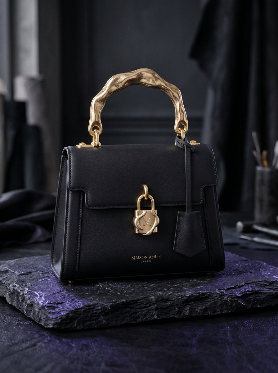 The Obsidian Noir Structured Leather Bag